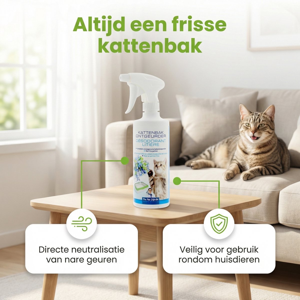 Miniatuur van productfoto 3 van The Pet Doctor – Kattenbak Ontgeurder – Geurverwijderend – 500 ml - 1 stuk