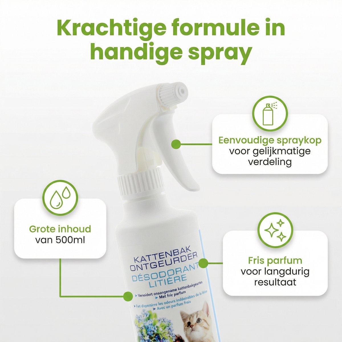 Productfoto 1 van The Pet Doctor – Kattenbak Ontgeurder – Geurverwijderend – 500 ml - Voordeelverpakking - 24 stuks