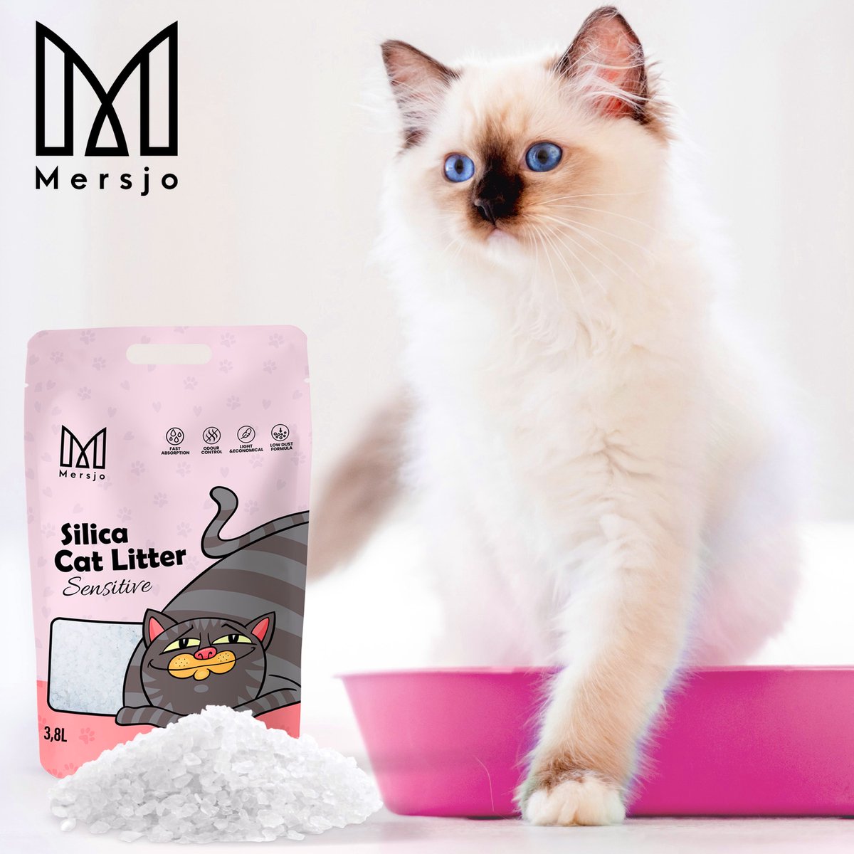 Productfoto 1 van Mersjo Sensitive - Kattenbakvulling - Geen Kunstmatige Geuren - Antiallergisch