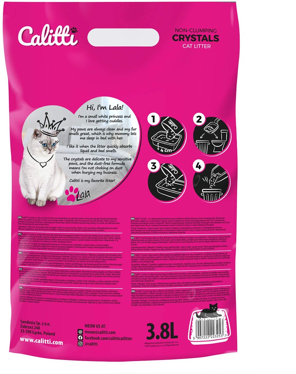 Productfoto 1 van Calitti Crystals Silica Kattenzand 3,8L – Stofvrij – Geurabsorberend – Antibacterieel – 3-4 Weken