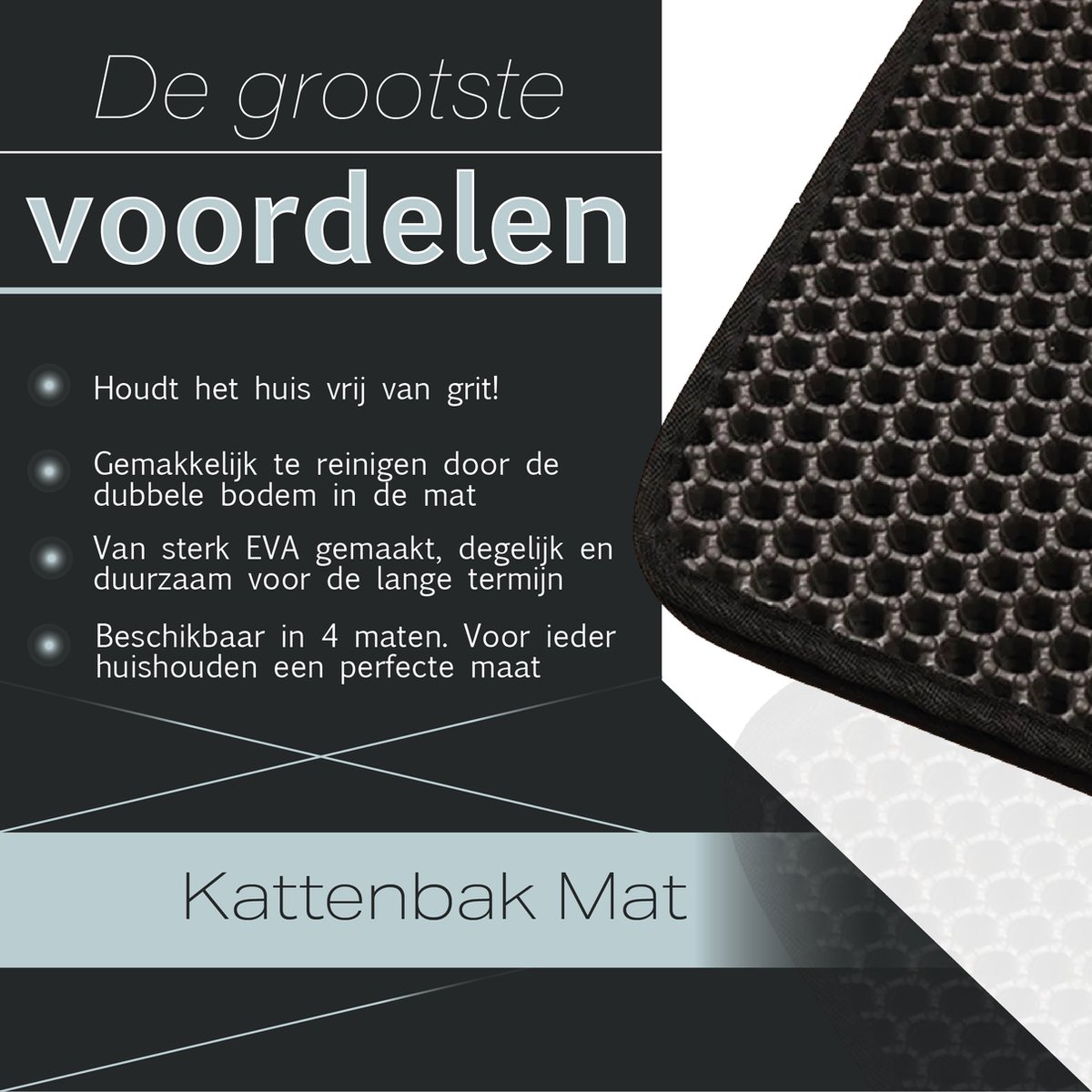 Miniatuur van productfoto 2 van ElegaPet Kattenbak mat 30x30cm - Katten grit opvanger - Waterdicht met een dubbele laag - Cat litter mat - Kattenbak accessoires - Uitloopmat - schoonloopmat kattenbak - gritmat 30x30 cm