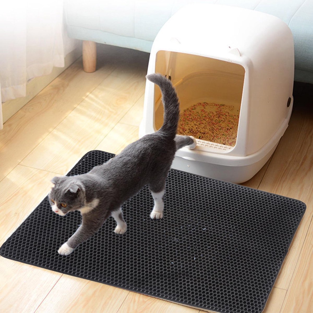Miniatuur van productfoto 4 van ElegaPet Kattenbak mat 30x30cm - Katten grit opvanger - Waterdicht met een dubbele laag - Cat litter mat - Kattenbak accessoires - Uitloopmat - schoonloopmat kattenbak - gritmat 30x30 cm