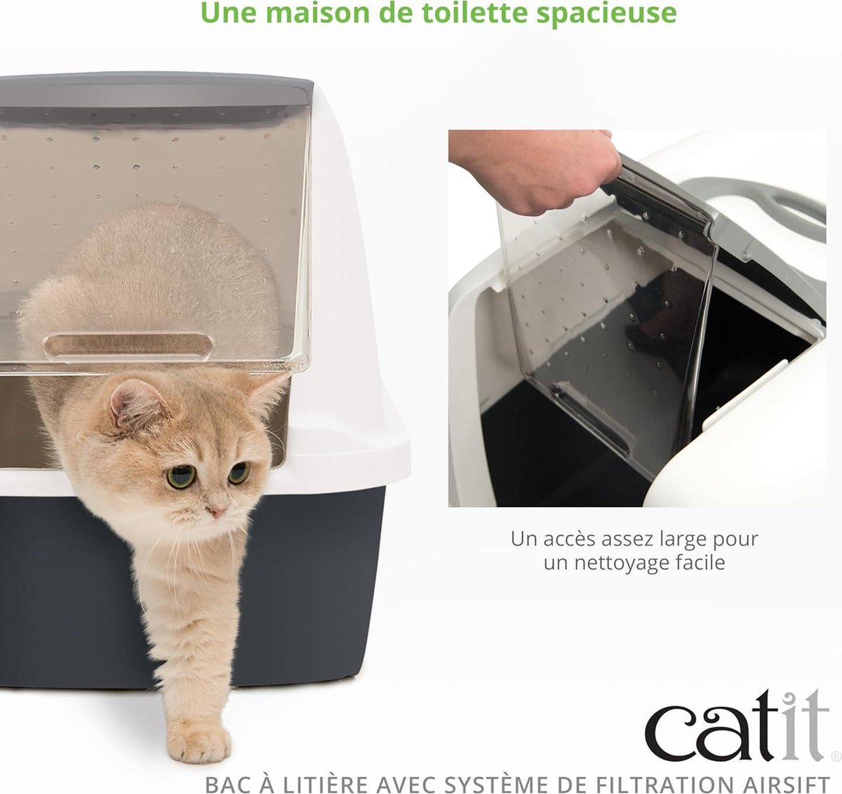 Miniatuur van productfoto 4 van Kattenbak Met Deksel - Grote Kattenbak - 46 x 415 x 545 cm - Wit Grijs