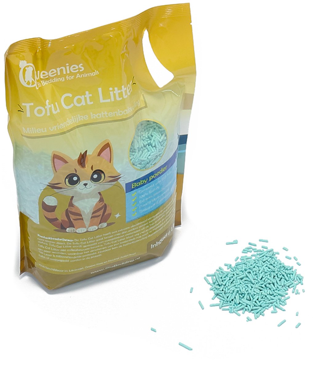 Productfoto 1 van Bio Bedding Tofu Cat Litter 36 liter - Kattenbakvulling – Baby Poeder – 15 KG – Biologisch afbreekbaar