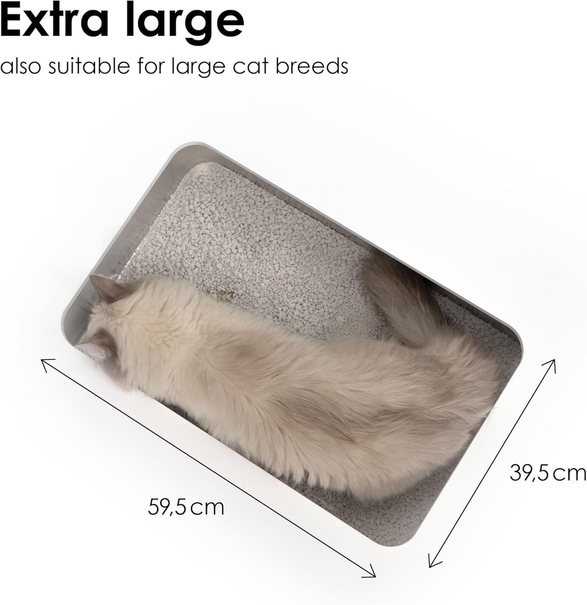 Miniatuur van productfoto 11 van Clord - RVS Kattenbak XXL - Geurvrije Open Kattenbak - Moderne Hop-in Kattenbak Zonder Deksel - Katten Toilet met RVS Kom