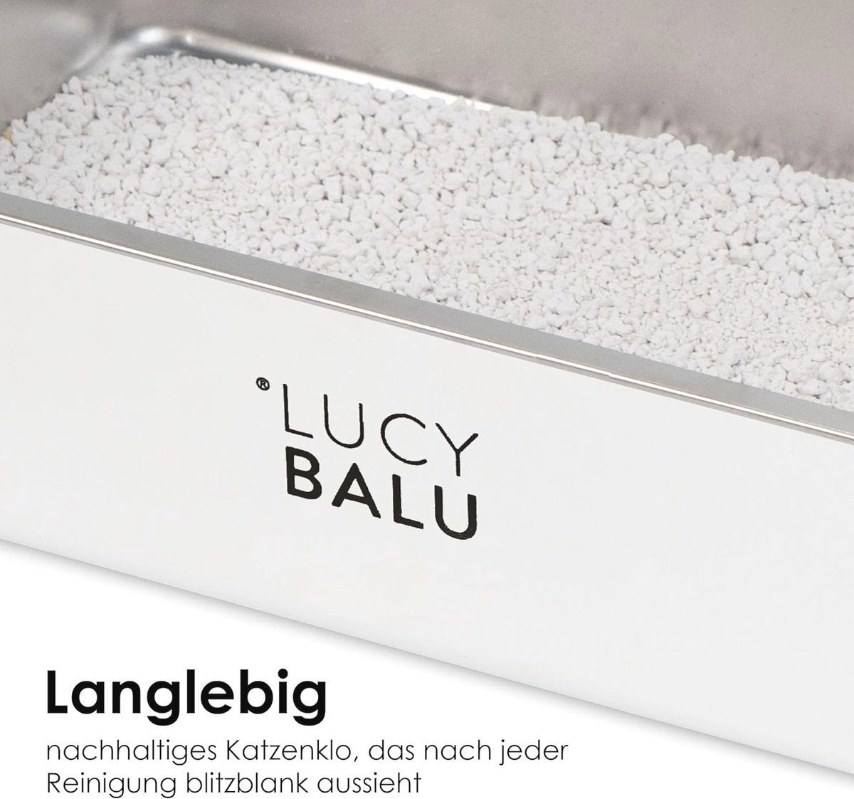 Miniatuur van productfoto 3 van Geurvrije XXL roestvrijstalen kattenbak - Moderne open hop-in kattenbak voor katten - Hygienisch kattentoilet in Wit
