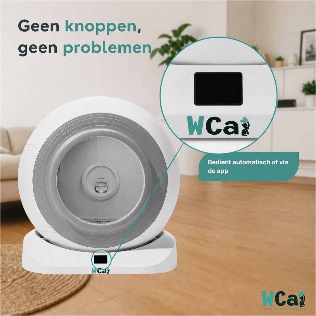 Miniatuur van productfoto 7 van Automatische Kattenbak - Zelfreinigende Kattenbak - Inclusief App - Met kattenbakmat en 3 rollen opvangzakjes - 82L XXL- WCAT K1200