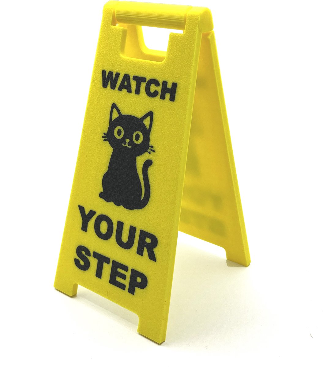 Productfoto 1 van Katten Waarschuwingsbord – Watch Your Step – Cat Alert – Geel/Zwart – Grappig Decoratiebordje voor Kattenliefhebbers