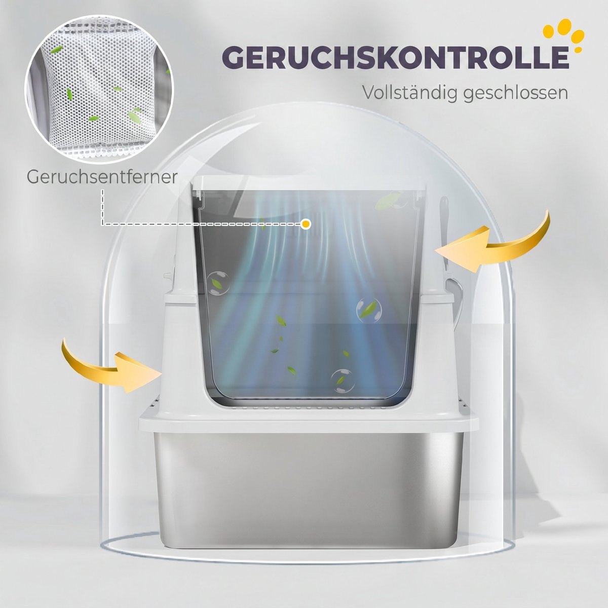 Miniatuur van productfoto 6 van Kattenbak Roestvrijstalen XL - Grote binnenruimte - Inclusief schep - Lichtgrijs - Duurzaam materiaal - Eenvoudig schoon te maken