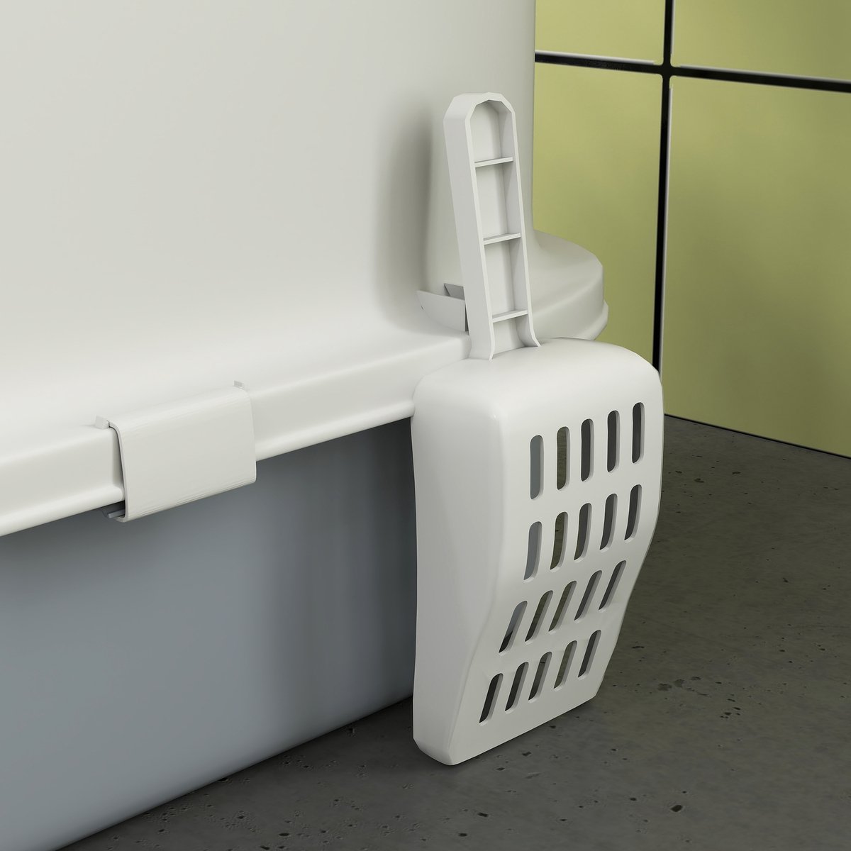 Miniatuur van productfoto 9 van Kattenbak met deksel en bovenliggende ingang - Uitschuifbare lade - Inclusief schep - Geschikt voor katten tot 4,5 kg - Afmetingen 40,5x52,5x42,5 cm - Kleur grijs