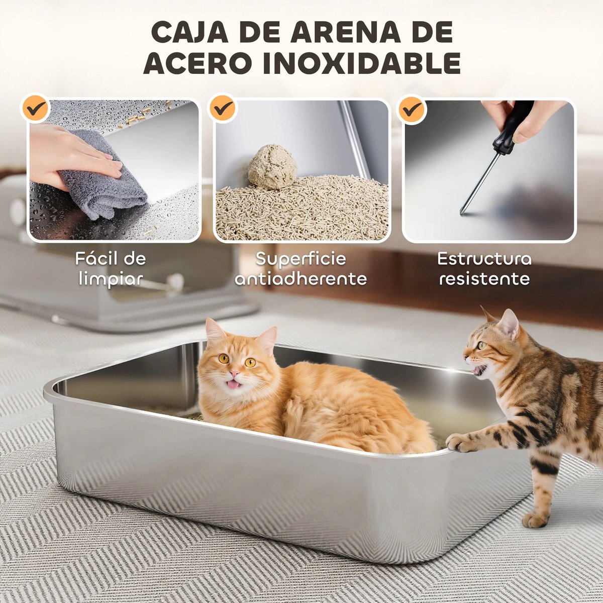 Miniatuur van productfoto 12 van Cellista XXL Kattenbak Grote Katten - RVS Kattenbak met Deksel - Geurloze Katten Toilet - Top Entry Kattenbak - Anti Lek - Inclusief Schep - 70 cm