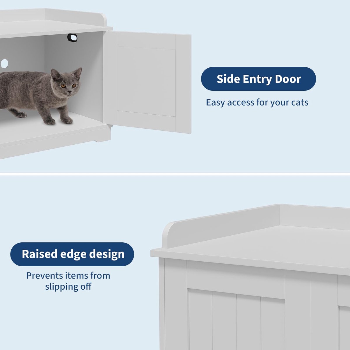 Productfoto 1 van Modern houten kattenbakmeubel – verborgen kattenbakkast met schuurdeur en dubbele deuren, hondbestendig bijzettafel kattenhok voor grote katten met opbergruimte