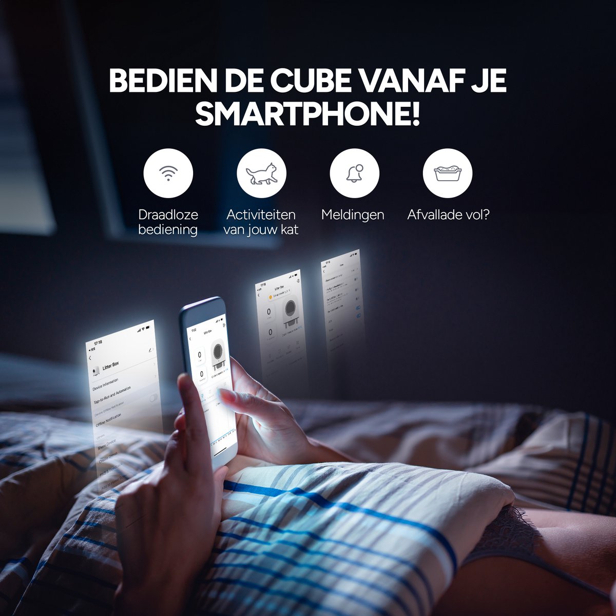 Miniatuur van productfoto 4 van Petree Cube Zelfreinigende Kattenbak Automatisch - met App - Zwart - incl Mat Luchtverfrisser en 1 rol Afvalzakje