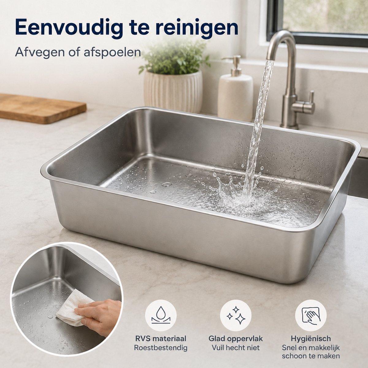 Miniatuur van productfoto 3 van YYCHAN RVS Kattenbak - Groot Open Kattentoilet - XXL - 60x40x15cm - Inclusief Siliconen Anti-slip - Hygiënisch & Anti-geur - XXL