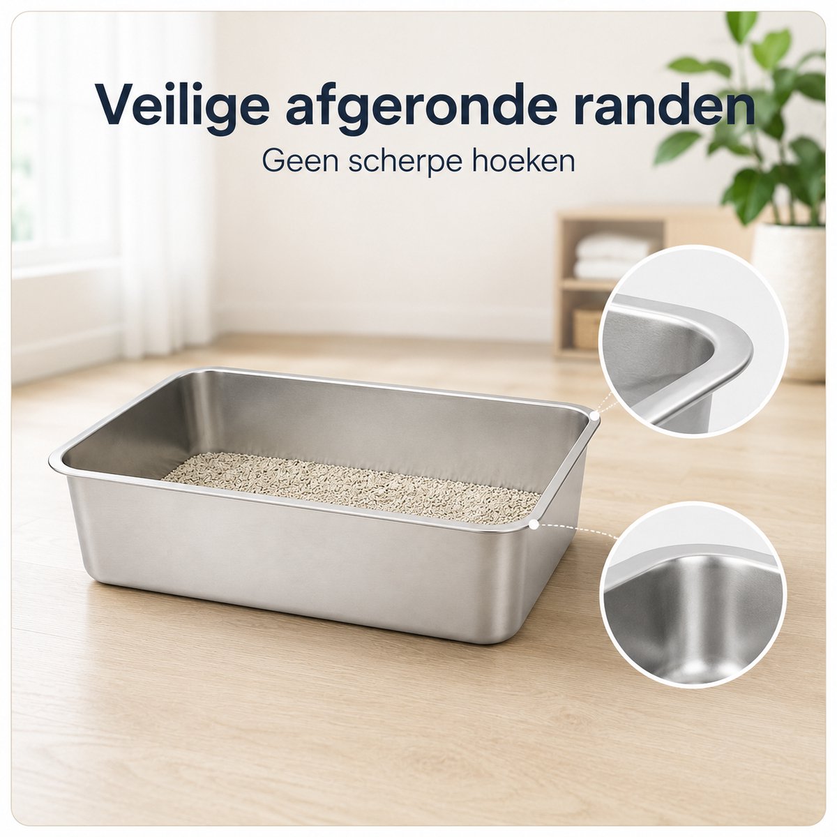 Miniatuur van productfoto 5 van YYCHAN RVS Kattenbak - Groot Open Kattentoilet - XXL - 60x40x15cm - Inclusief Siliconen Anti-slip - Hygiënisch & Anti-geur - XXL