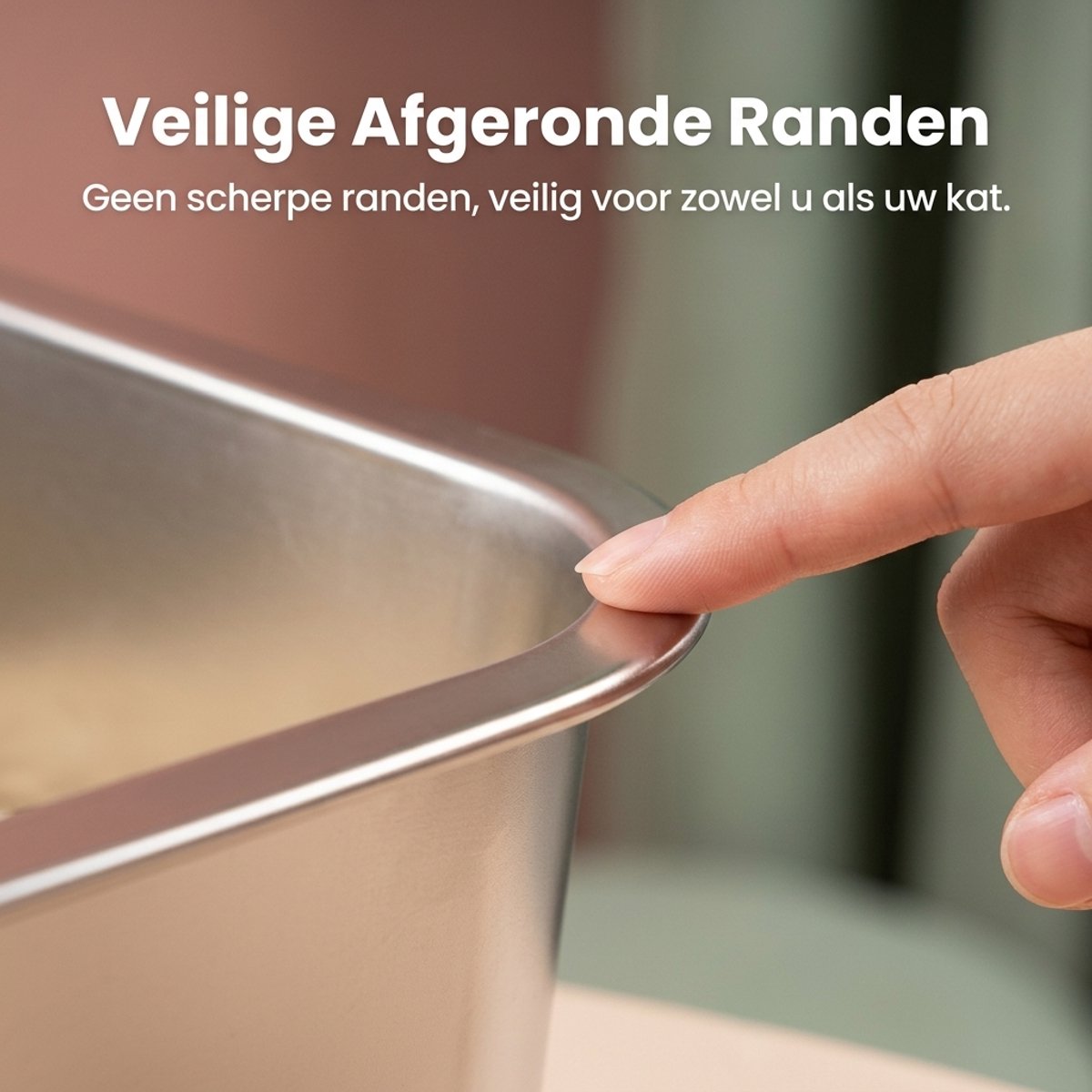Miniatuur van productfoto 7 van YYCHAN RVS Kattenbak - Groot Open Kattentoilet - XXL - 60x40x15cm - Inclusief Siliconen Anti-slip - Hygiënisch & Anti-geur - XXL