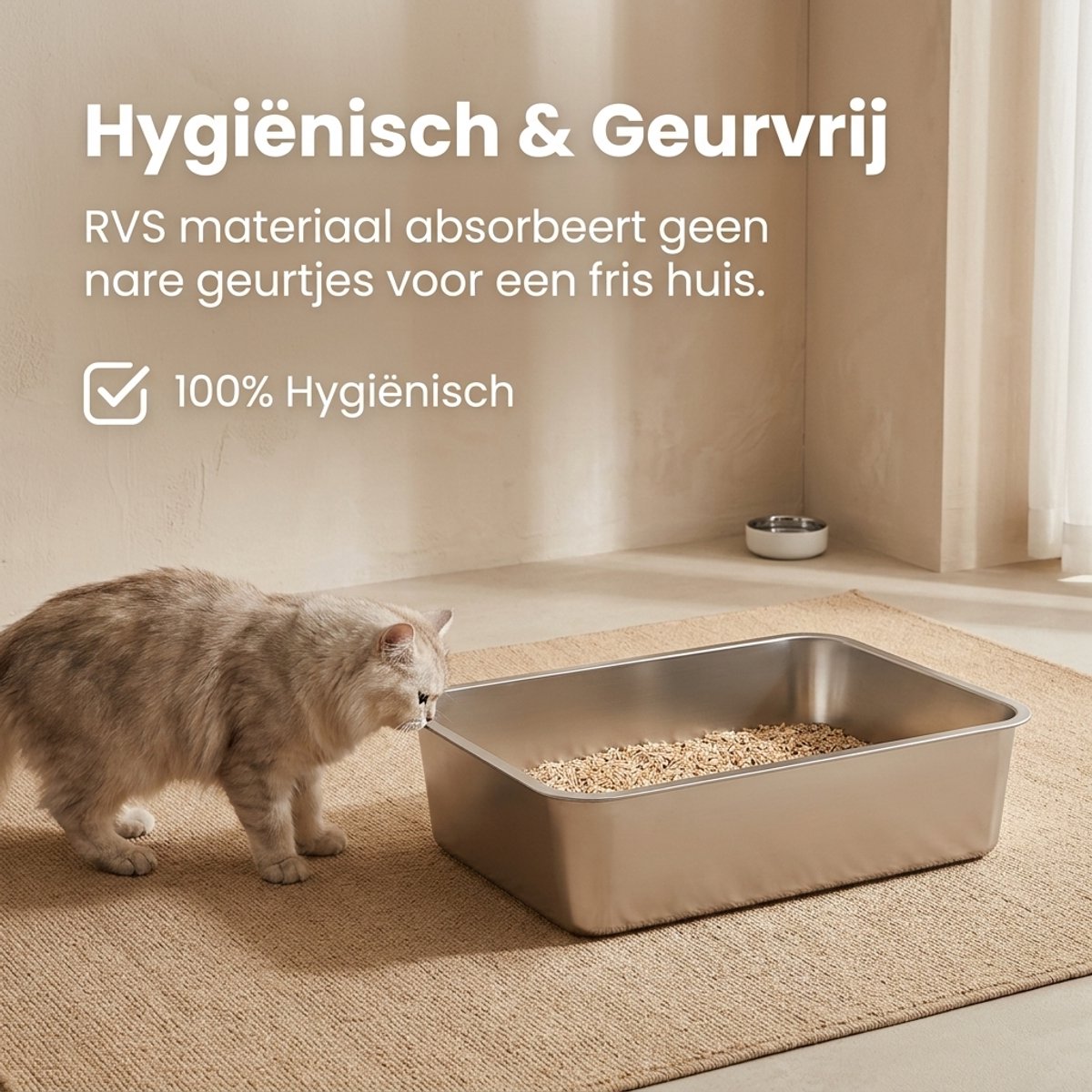 Miniatuur van productfoto 9 van YYCHAN RVS Kattenbak - Groot Open Kattentoilet - XXL - 60x40x15cm - Inclusief Siliconen Anti-slip - Hygiënisch & Anti-geur - XXL
