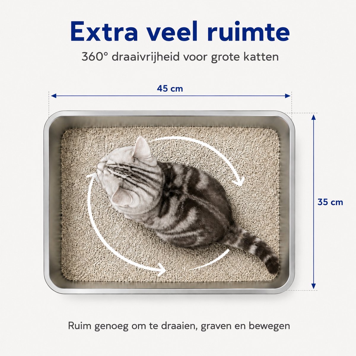 Miniatuur van productfoto 4 van YYCHAN RVS Kattenbak - Groot Open Kattentoilet - L - 45x35x15cm - Inclusief Siliconen Anti-slip - Hygiënisch & Anti-geur - L