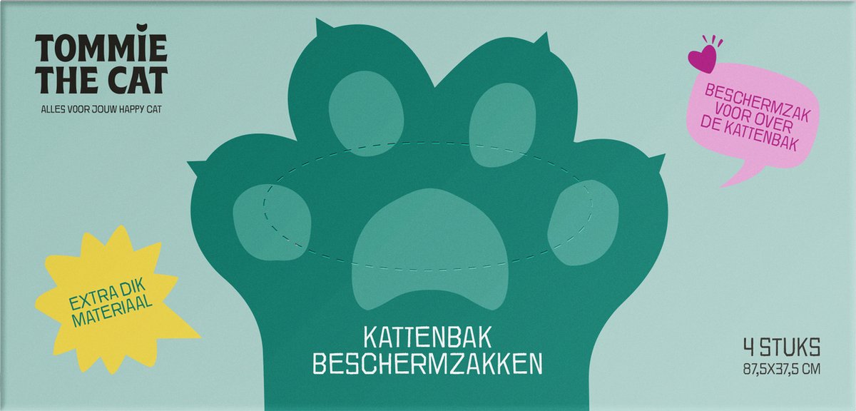 Productfoto 1 van Tommie the Cat - kattenbak zakken - 100% biologisch afbreekbaar - 20 stuks - extra dik & sterk - 87,5cm x 37,5cm