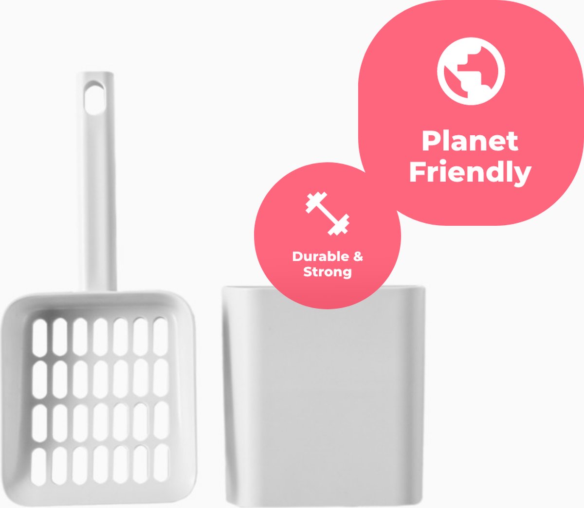 Productfoto 1 van Hoopo® Scoop - Kattenbakschep met Houder - Extra stevige Schep voor kattenbak - Ligt lekker in de hand