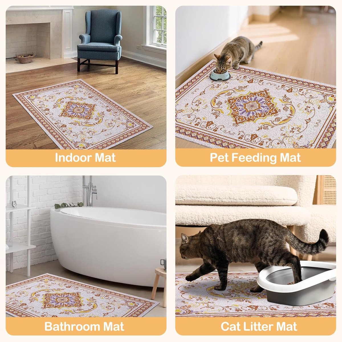 Miniatuur van productfoto 2 van Kattenbakmat - antislip en waterdicht - zacht PVC-materiaal - wasbaar - urinebestendig - benodigdheden voor binnenkatten - 60x40cm