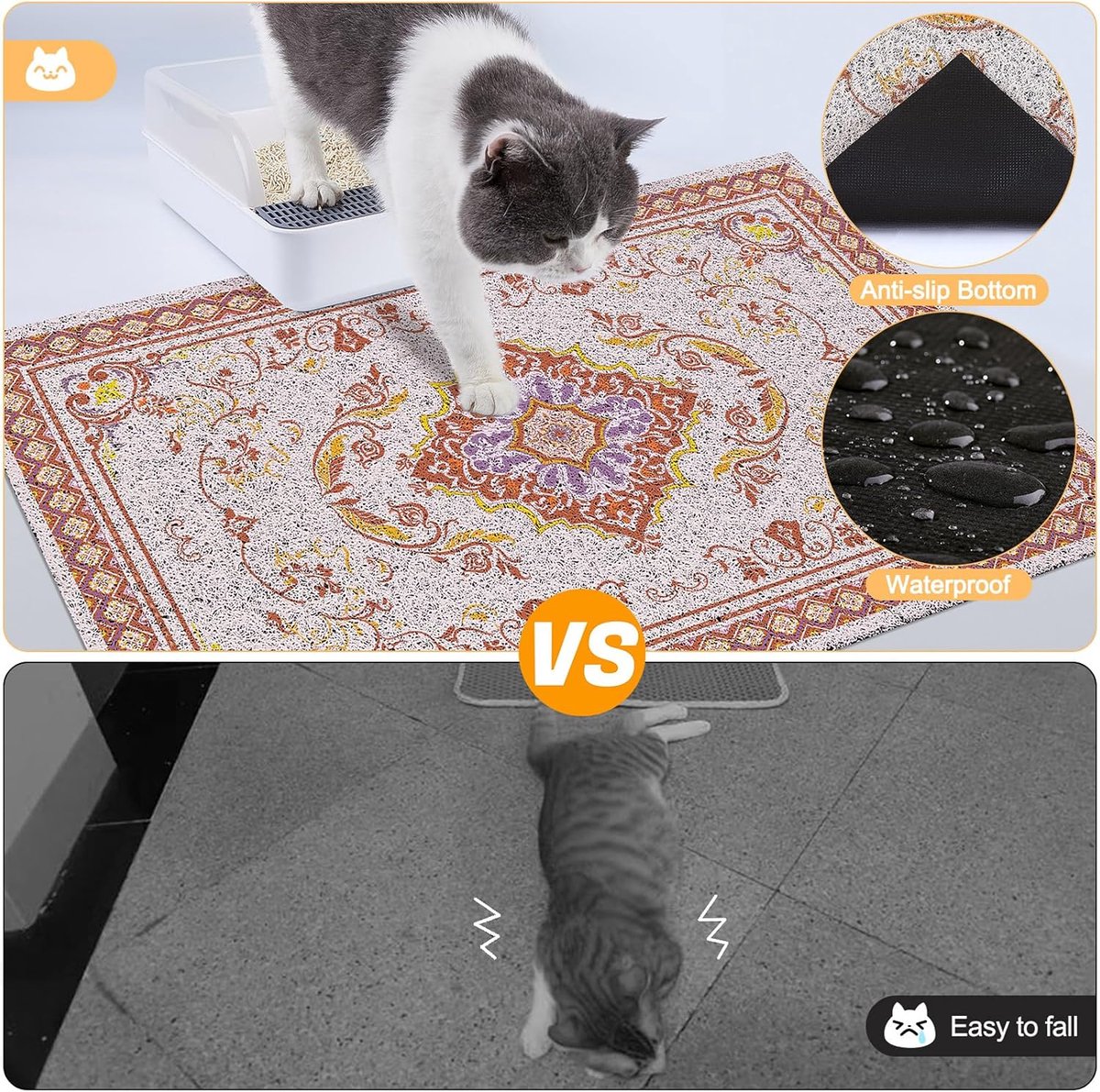 Miniatuur van productfoto 3 van Kattenbakmat - antislip en waterdicht - zacht PVC-materiaal - wasbaar - urinebestendig - benodigdheden voor binnenkatten - 60x40cm