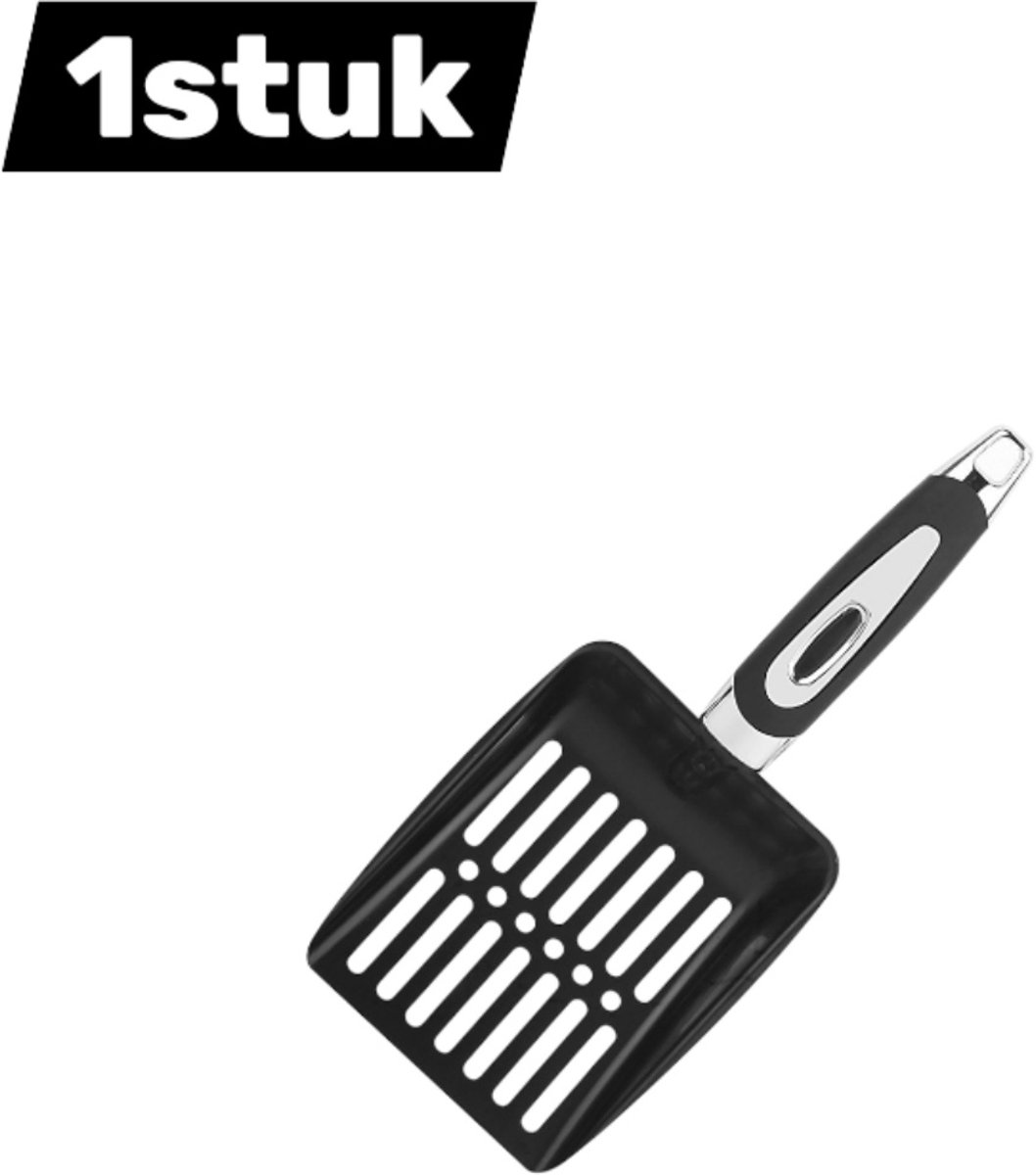 Productfoto 1 van 1 stuk - Kattenbakvulling schep - Kattenbak schep - Stevige zeefschep - Geschikt voor alle soorten kattenbakvulling - Hygiënisch en duurzaam - Zwart
