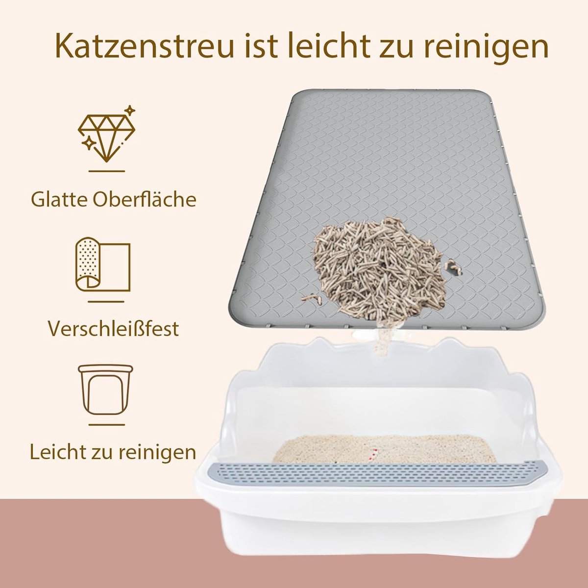 Miniatuur van productfoto 6 van Kattenbakmat - kattenbak mat - Anti-kattenbakmat - Siliconen - 86x56 cm - Grijs