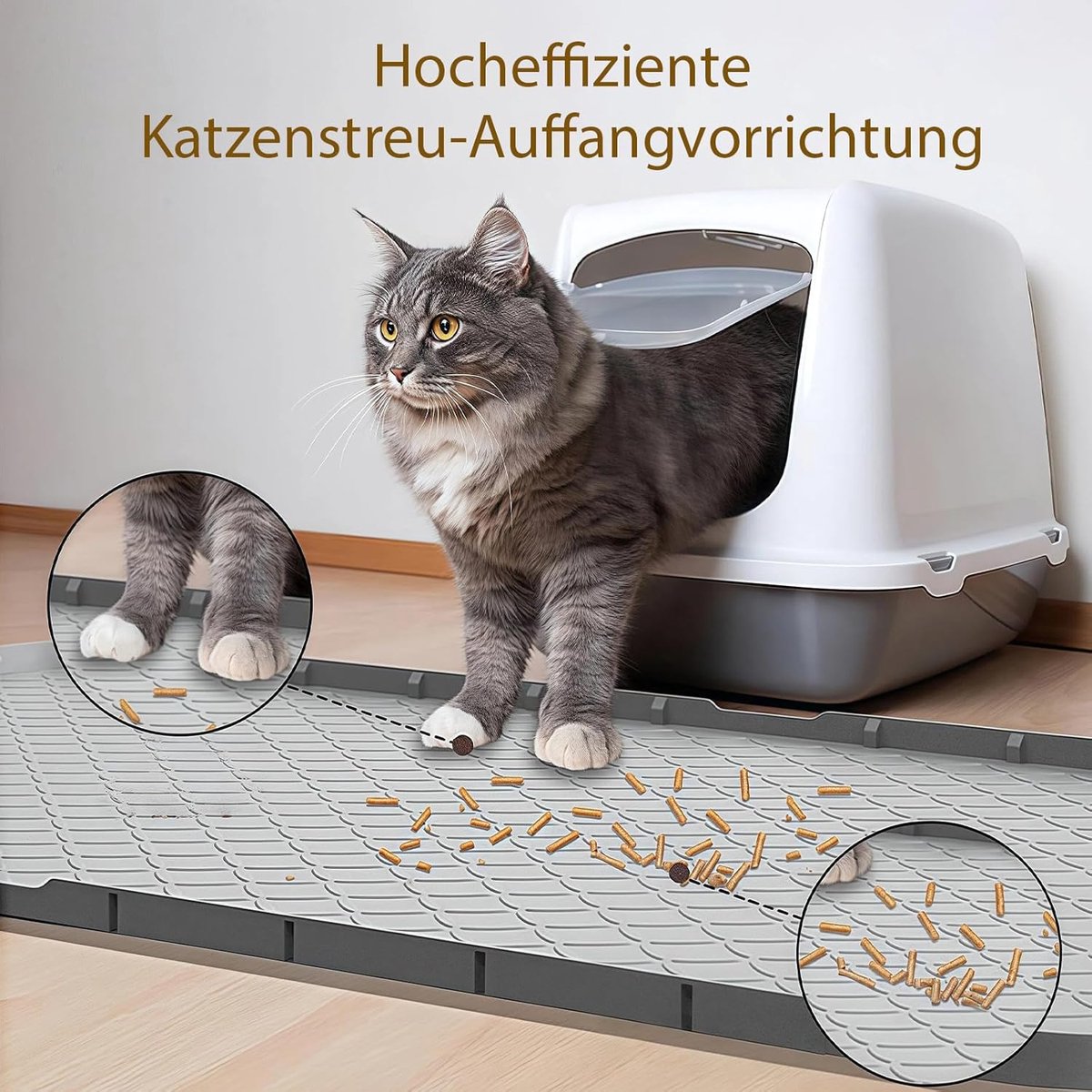 Miniatuur van productfoto 7 van Kattenbakmat - kattenbak mat - Anti-kattenbakmat - Siliconen - 86x56 cm - Grijs