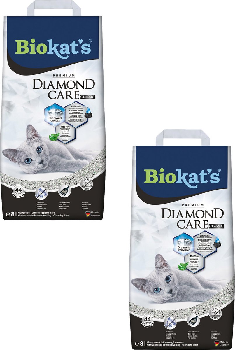 Productfoto 1 van Biokat's Diamond Care Classic Aloe Vera Geur - Kattenbakvulling - 2 x 8 l