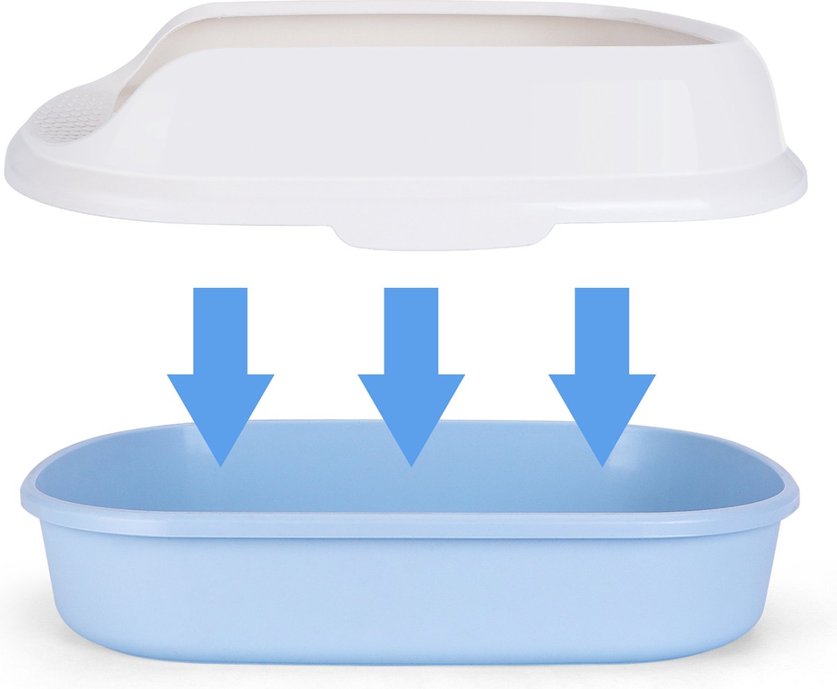 Miniatuur van productfoto 6 van Nobleza open kattenbak – Maat L – L55xB39xH19 cm – Open kattenbak – Kattentoilet – Kattenbak - Blauw