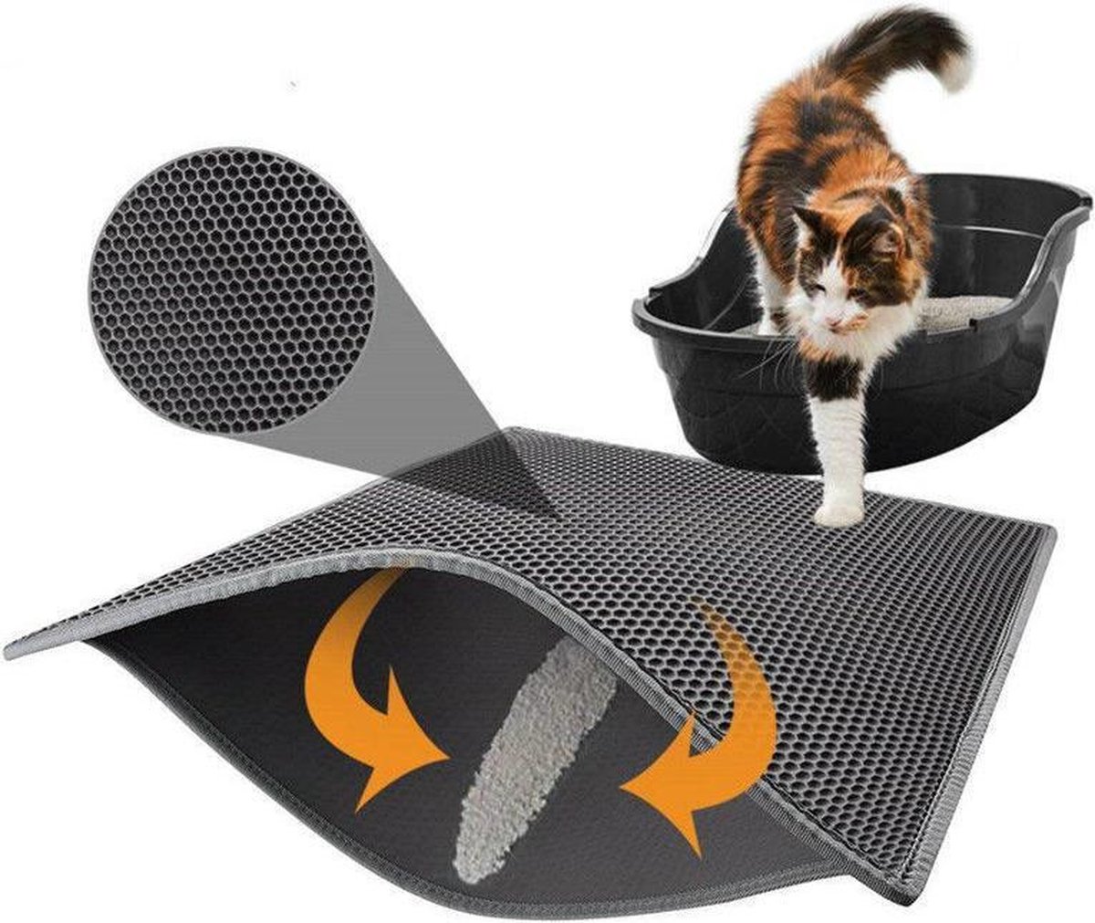 Productfoto 1 van Kattenbakmat - Grit Opvanger - 45 x 60 - Waterdicht - Kattenmat Met Filter - Dubbele Laag