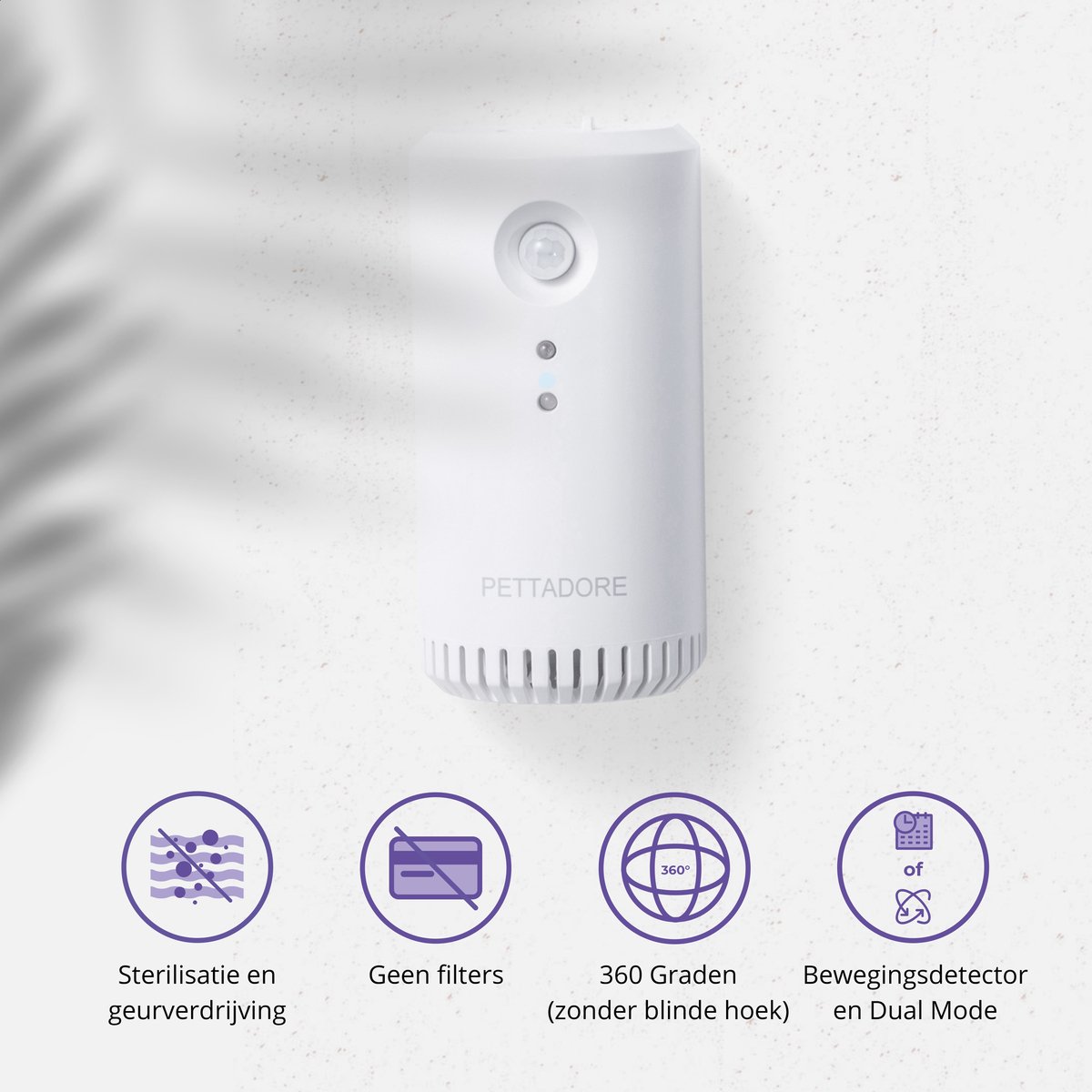 Productfoto 1 van Pettadore Air Eliminator - Kattenbak Geurverdrijver - Geurverwijderaar met Actieve Zuurstof en Oplaadbaar - Wit