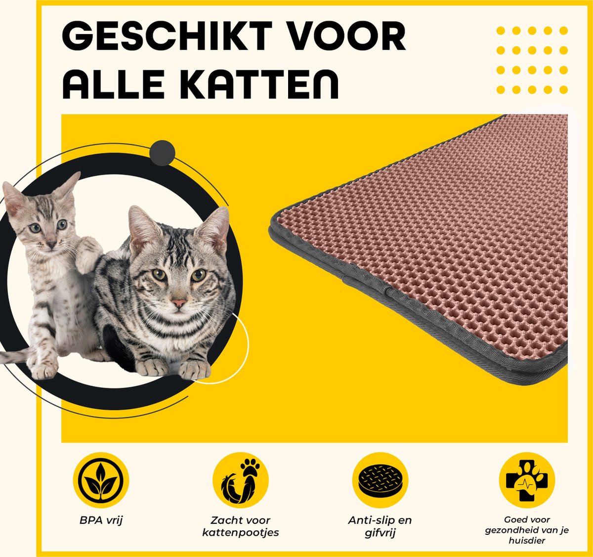 Miniatuur van productfoto 4 van Kattenbakmat Grit Opvanger - Mat voor Kattenbak - Uitloopmat 40 X 50 CM - Kattenmat Schoonloopmat