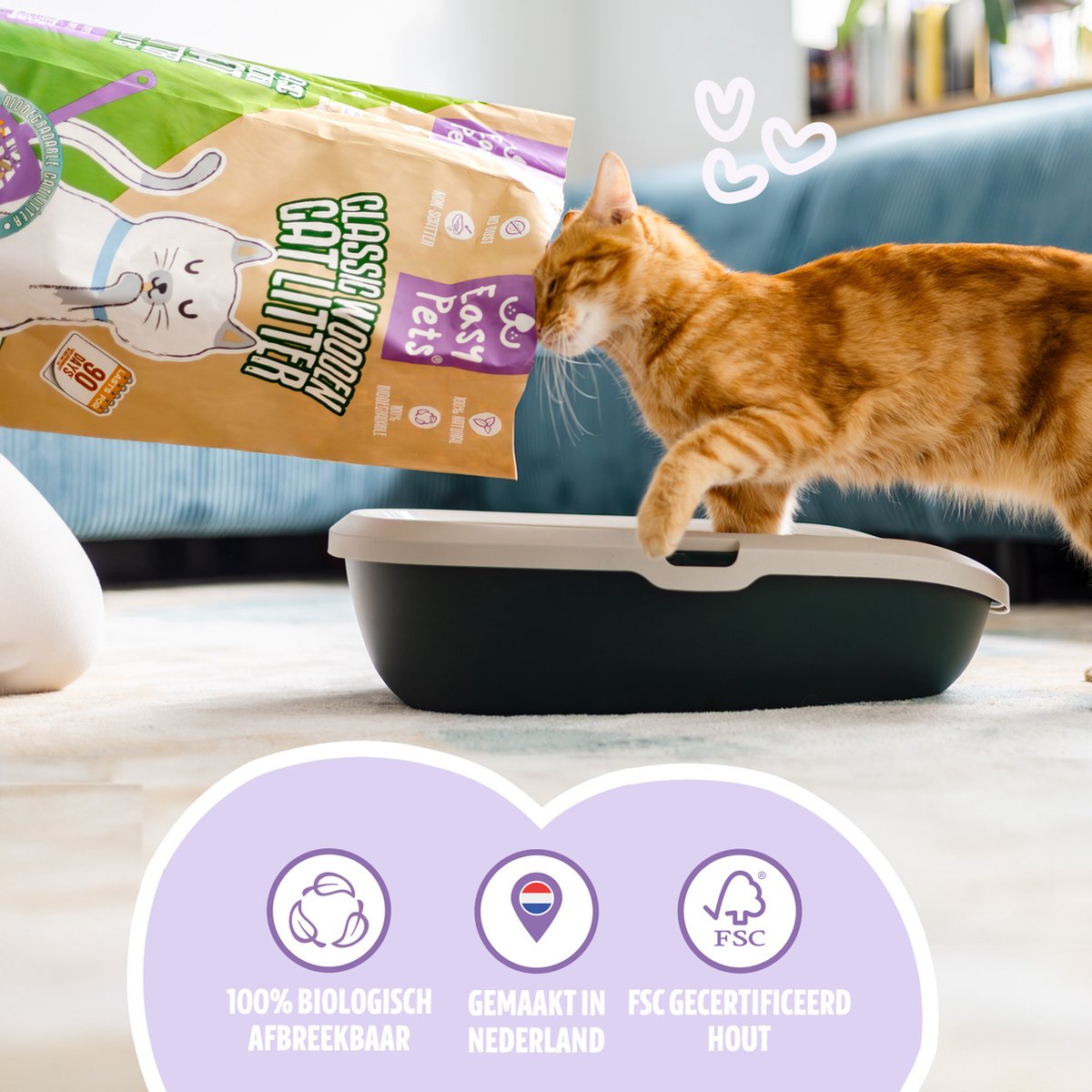 Productfoto 1 van Easypets Kattenbakvulling - Houtkorrel - 2 x 10KG (20KG - 40L)