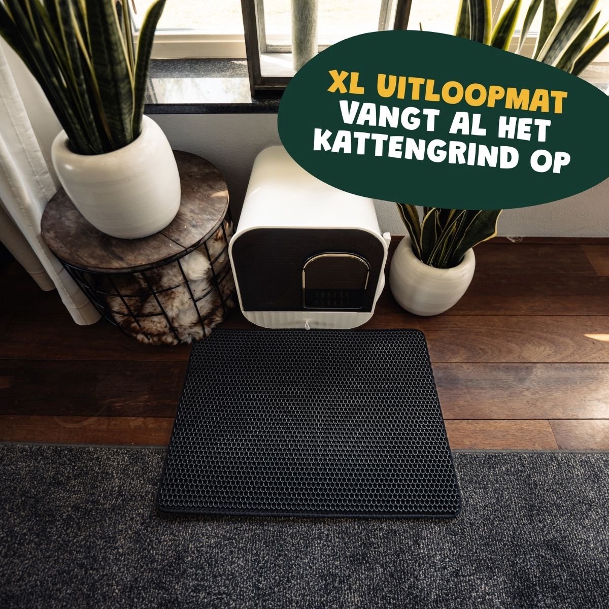 Miniatuur van productfoto 11 van De Blaffende Kat Kattenbakmat - Maat L - Uitloopmat kattenbak - Kattenbak Mat Zwart
