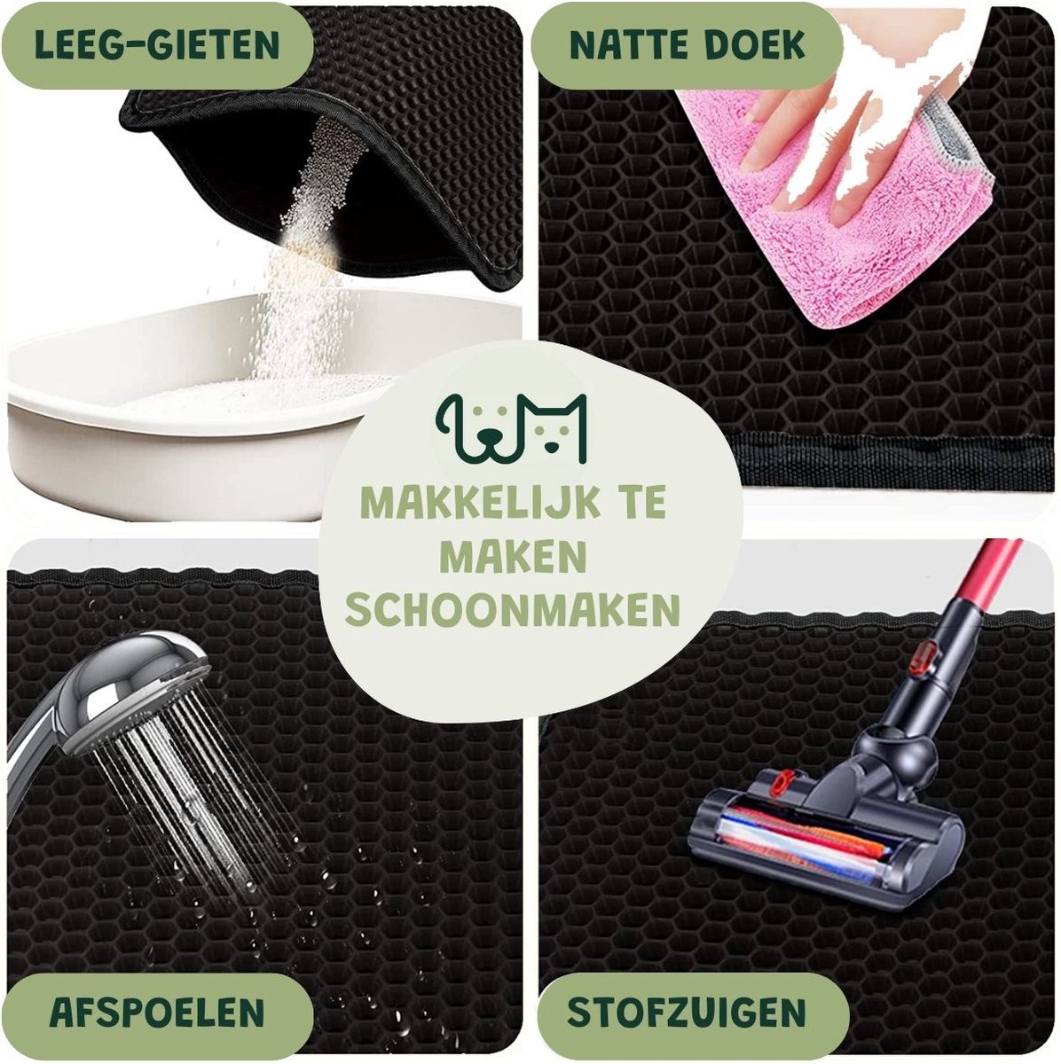 Miniatuur van productfoto 5 van De Blaffende Kat Kattenbakmat - Maat L - Uitloopmat kattenbak - Kattenbak Mat Zwart
