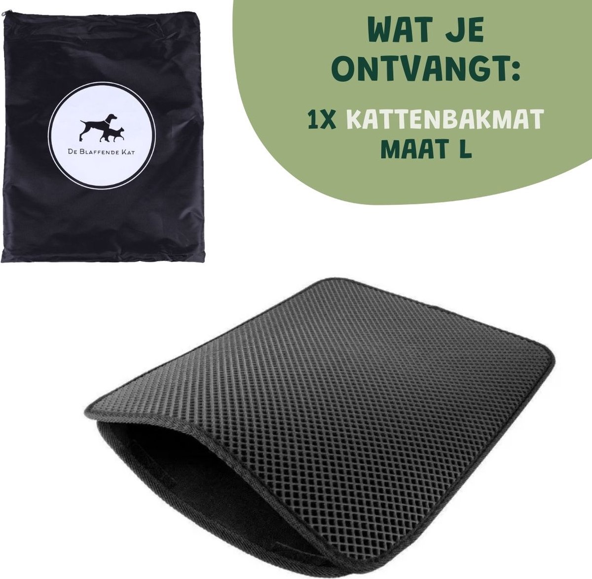 Miniatuur van productfoto 7 van De Blaffende Kat Kattenbakmat - Maat L - Uitloopmat kattenbak - Kattenbak Mat Zwart