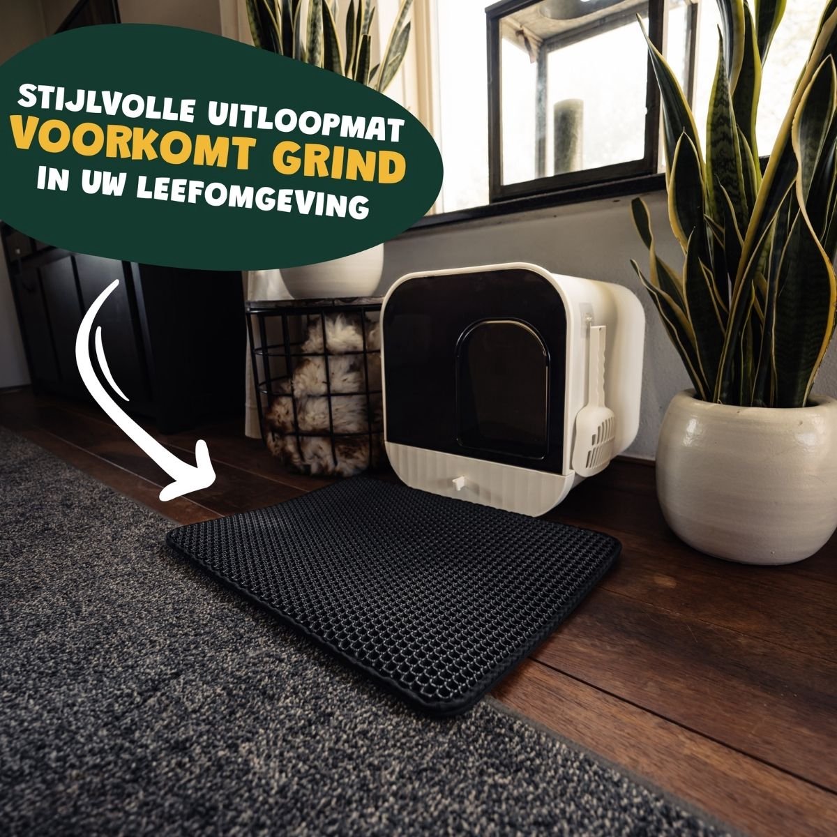 Miniatuur van productfoto 9 van De Blaffende Kat Kattenbakmat - Maat L - Uitloopmat kattenbak - Kattenbak Mat Zwart