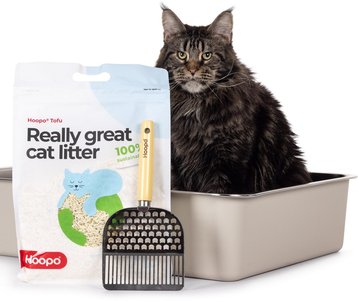 Miniatuur van productfoto 5 van Hoopo Pool - XXL Kattenbak - Kattenbak voor grote katten - RVS - 70x50x15cm