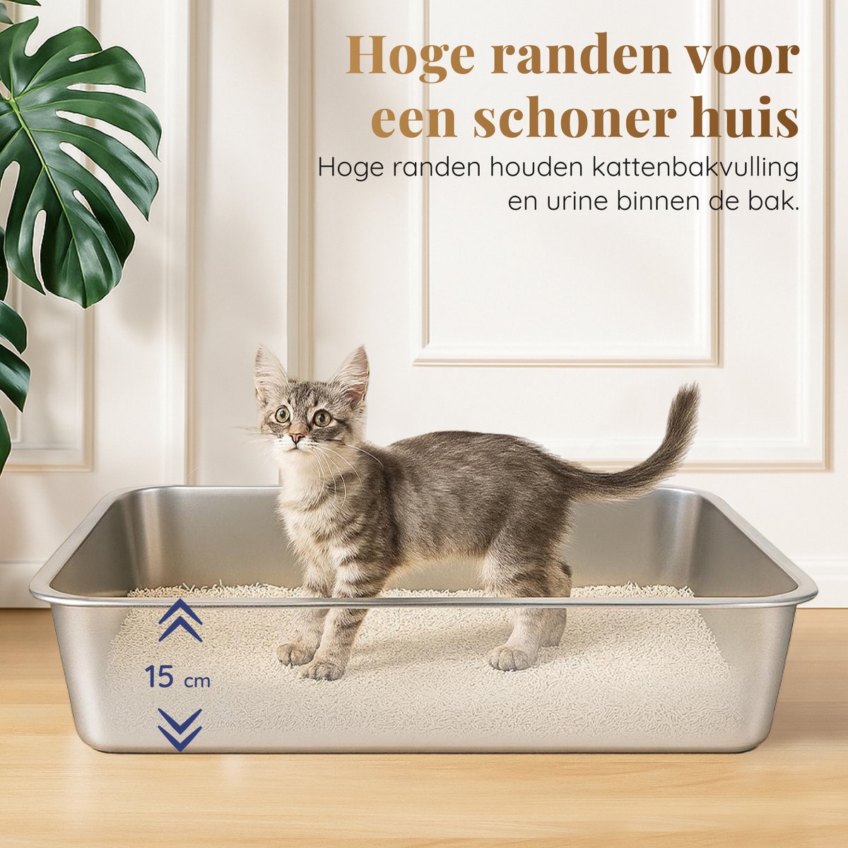 Miniatuur van productfoto 7 van Kattenbak RVS XXL – Gemakkelijk schoon te maken – Geurvrij, Lekvrij en Vlekvrij – 60x40x15cm – Roestvrijstalen Kattentoilet – Grote Kattenbak voor Katten en Konijnen