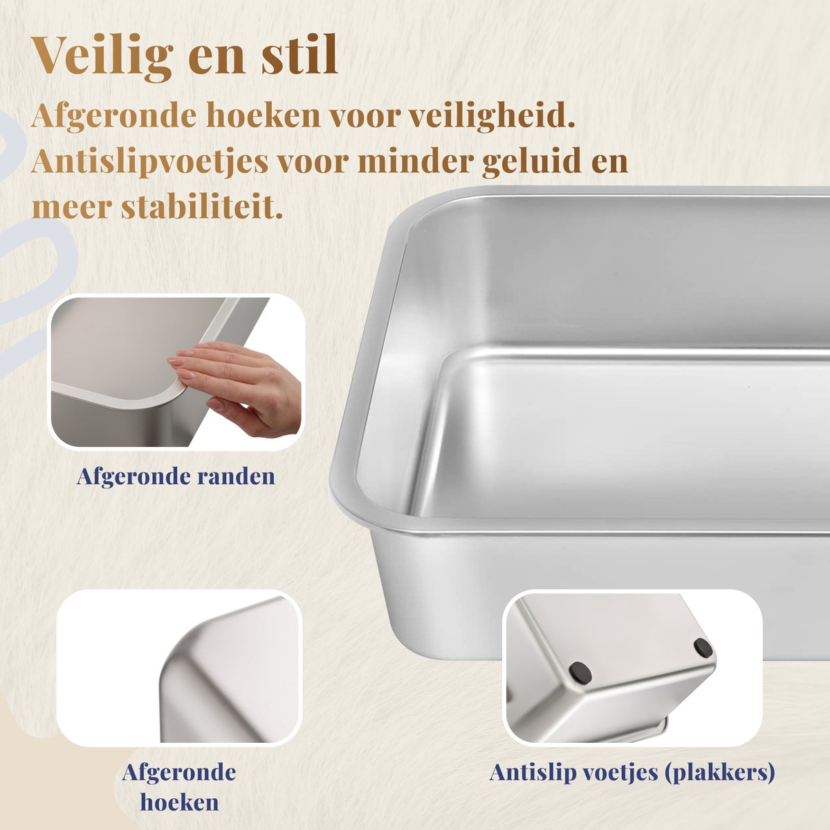 Miniatuur van productfoto 8 van Kattenbak RVS XXL – Gemakkelijk schoon te maken – Geurvrij, Lekvrij en Vlekvrij – 60x40x15cm – Roestvrijstalen Kattentoilet – Grote Kattenbak voor Katten en Konijnen