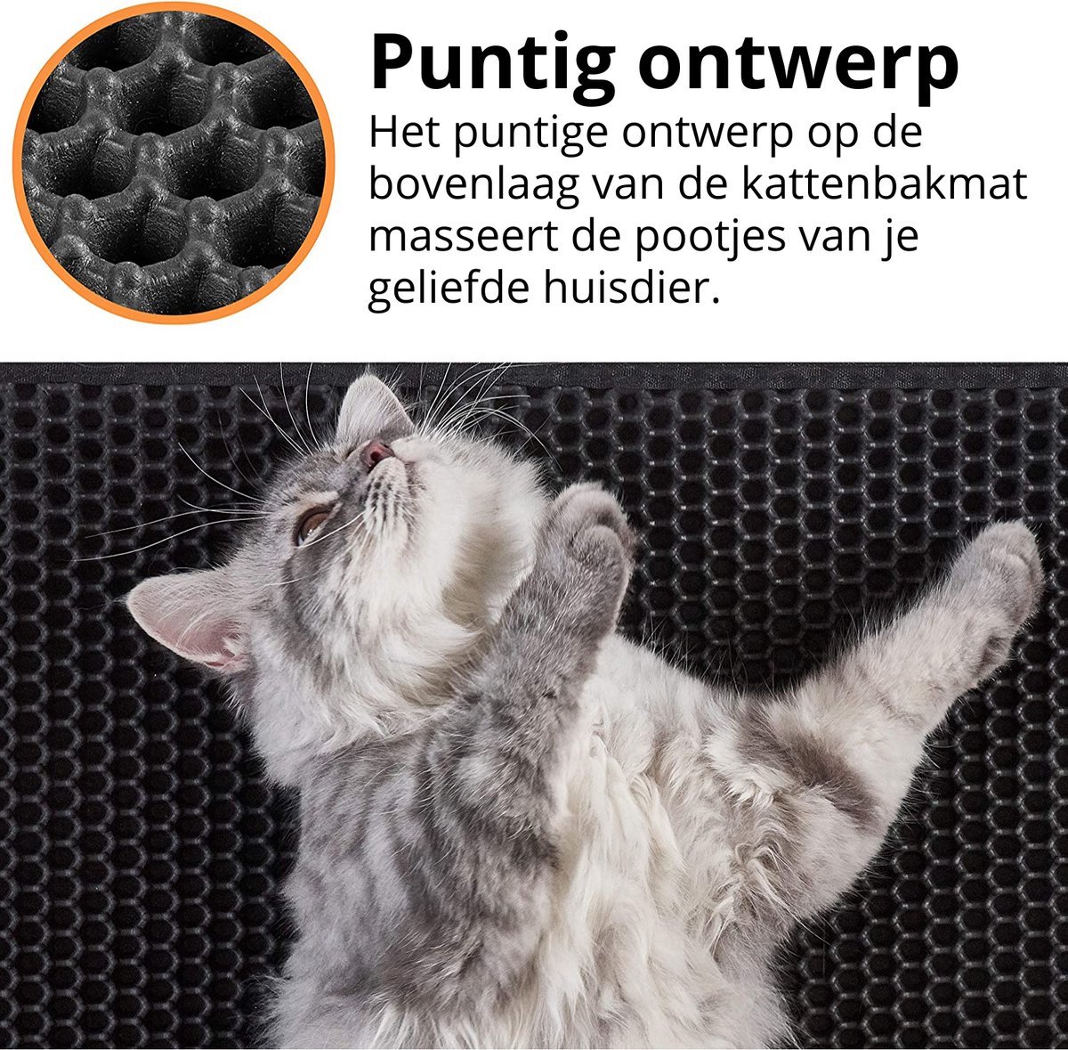 Miniatuur van productfoto 2 van Behave Kattenbakmat - Grit Opvanger - Waterdicht - Dubbele laag - Uitloopmat - Zwart - 30 x 30 cm