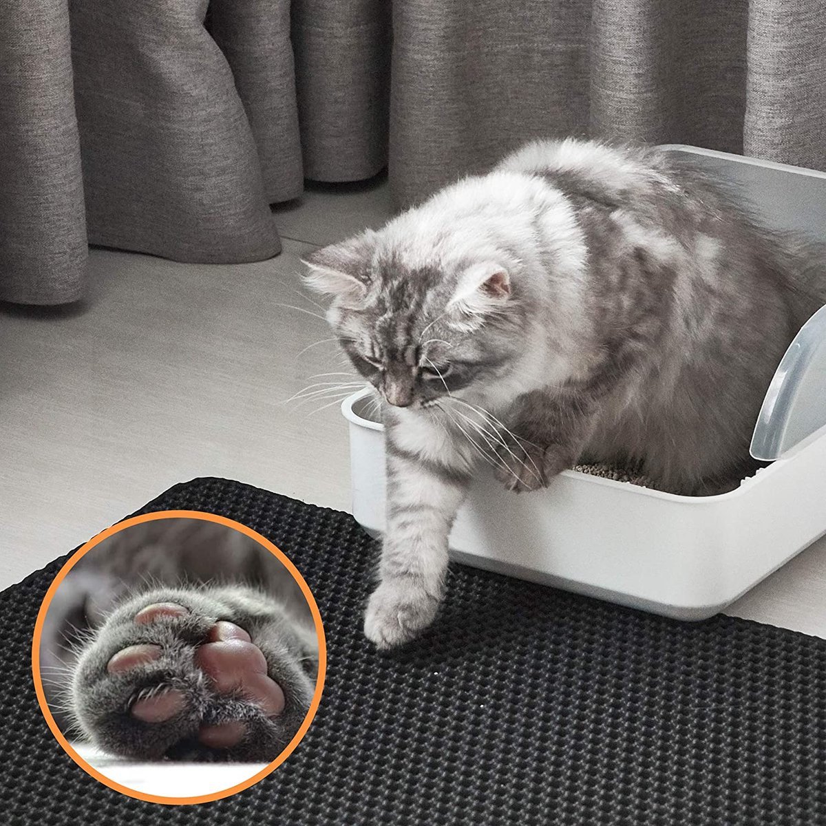Miniatuur van productfoto 4 van Behave Kattenbakmat - Grit Opvanger - Waterdicht - Dubbele laag - Uitloopmat - Zwart - 30 x 30 cm