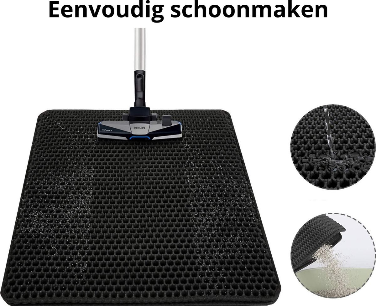 Miniatuur van productfoto 5 van Behave Kattenbakmat - Grit Opvanger - Waterdicht - Dubbele laag - Uitloopmat - Zwart - 30 x 30 cm