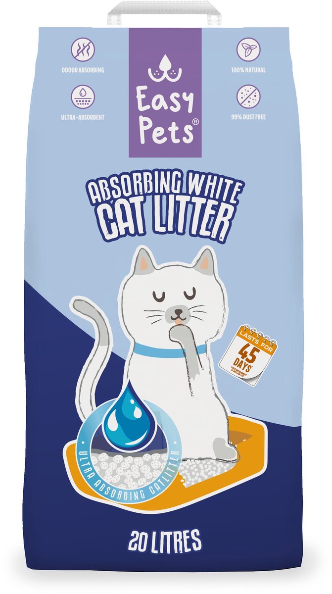 Miniatuur van productfoto 7 van EasyPets Kattenbakvulling 20L - Absorberend Wit - Extra Geurcontrole - Hygiëne