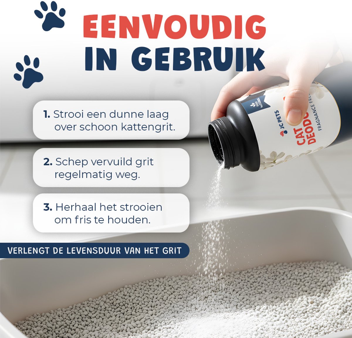 Productfoto 1 van JC Pets Kattenbak Geurverdrijver – Actieve Koolstof Geurabsorbeerder – Frisse Kattenbak Zonder Geurtjes – 350g Pot – Geschikt voor Automatische en Gewone Kattenbakken