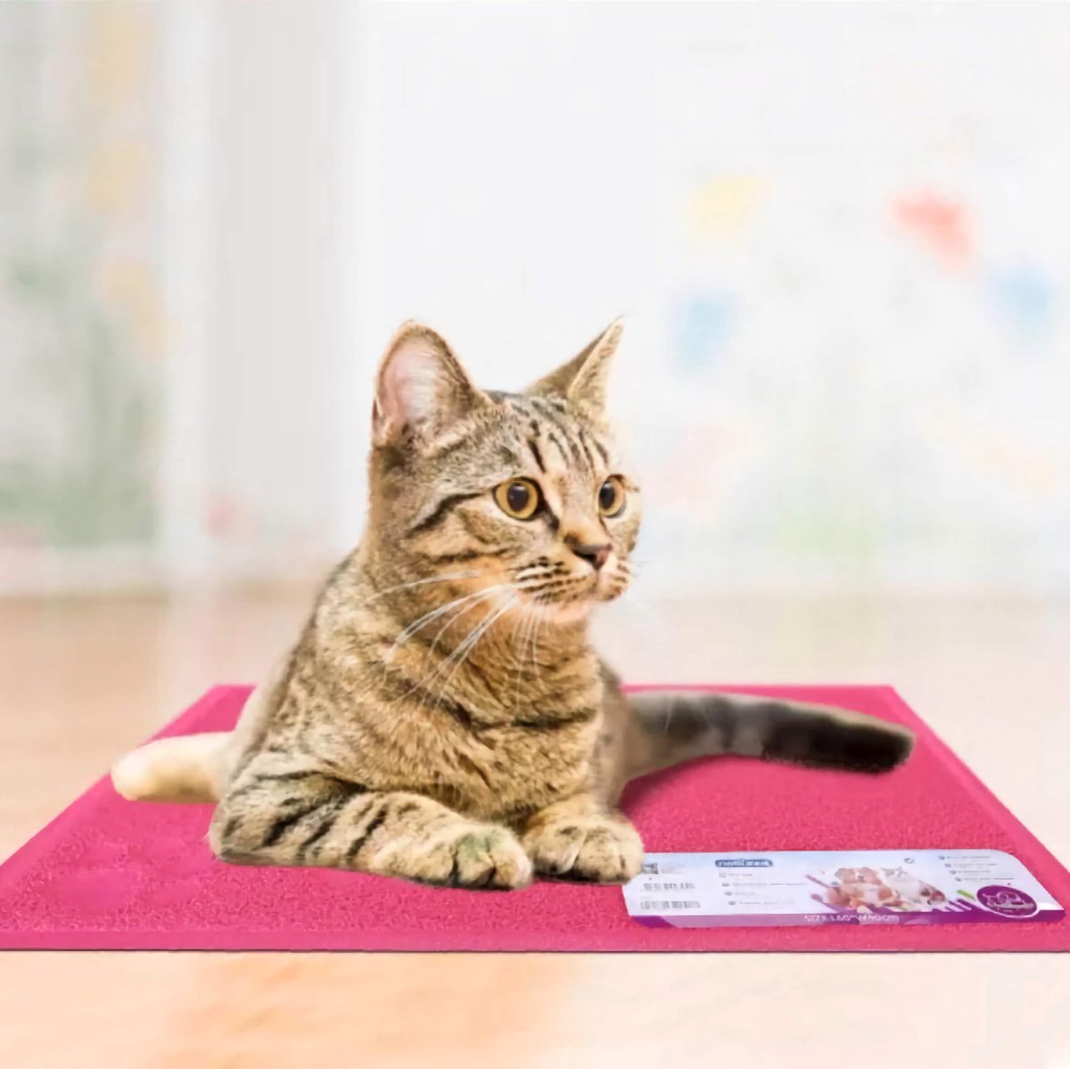 Miniatuur van productfoto 2 van Nobleza Kattenbakmat - Rubber mat voor kattenbak - Roze placemat Voerbak - Maat M 60x40 cm - Rechthoek - Roze