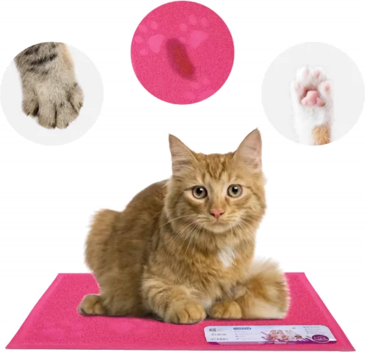 Miniatuur van productfoto 4 van Nobleza Kattenbakmat - Rubber mat voor kattenbak - Roze placemat Voerbak - Maat M 60x40 cm - Rechthoek - Roze