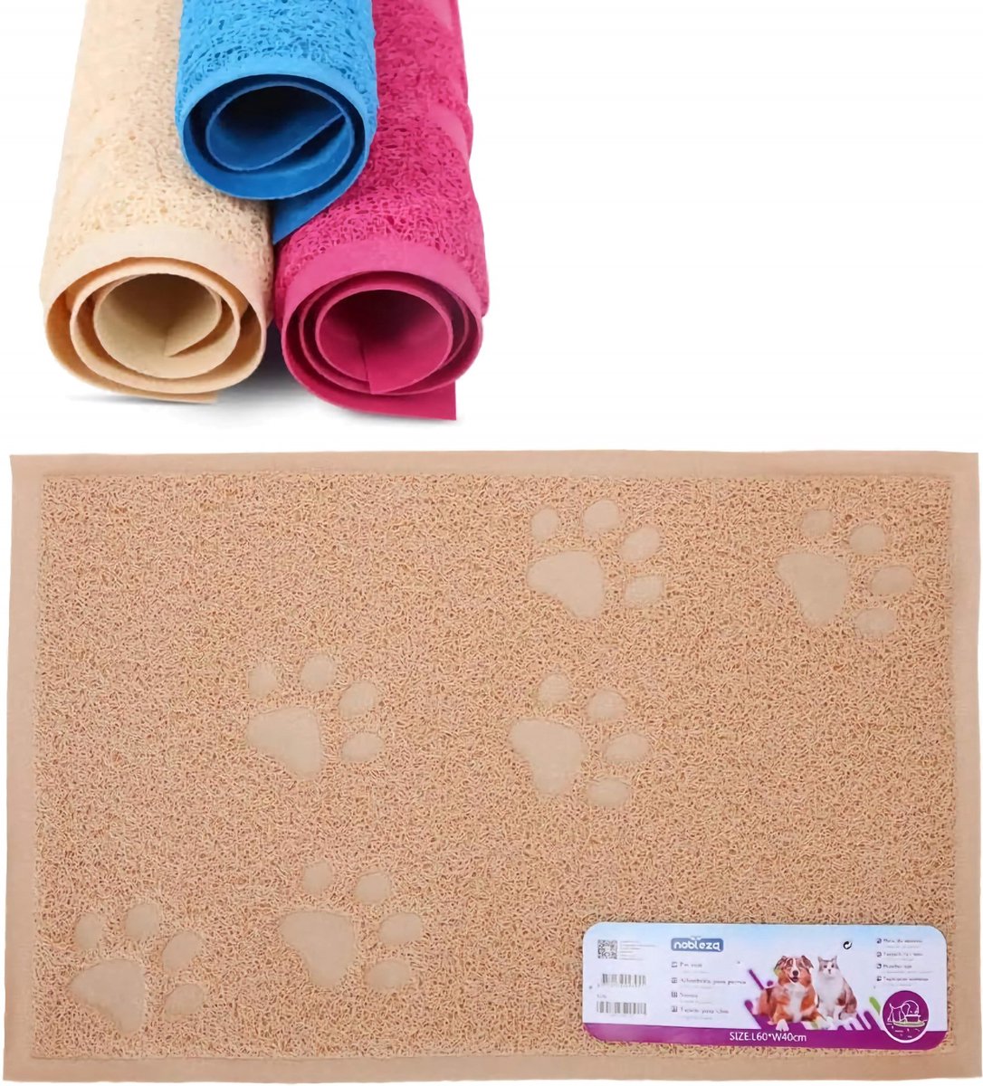 Miniatuur van productfoto 5 van Nobleza Kattenbakmat - Rubber mat voor kattenbak - Roze placemat Voerbak - Maat M 60x40 cm - Rechthoek - Roze